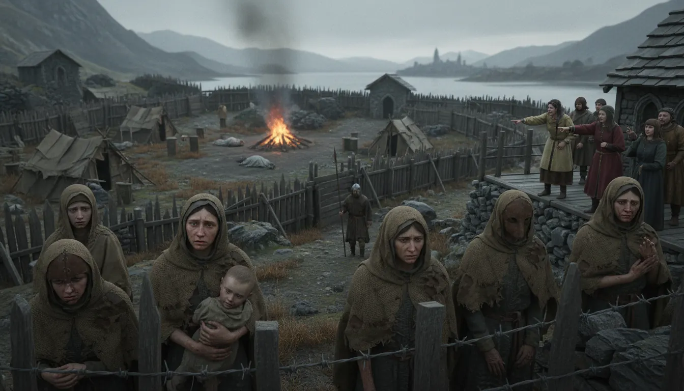 Medieval isolation colony showing historical disease discrimination