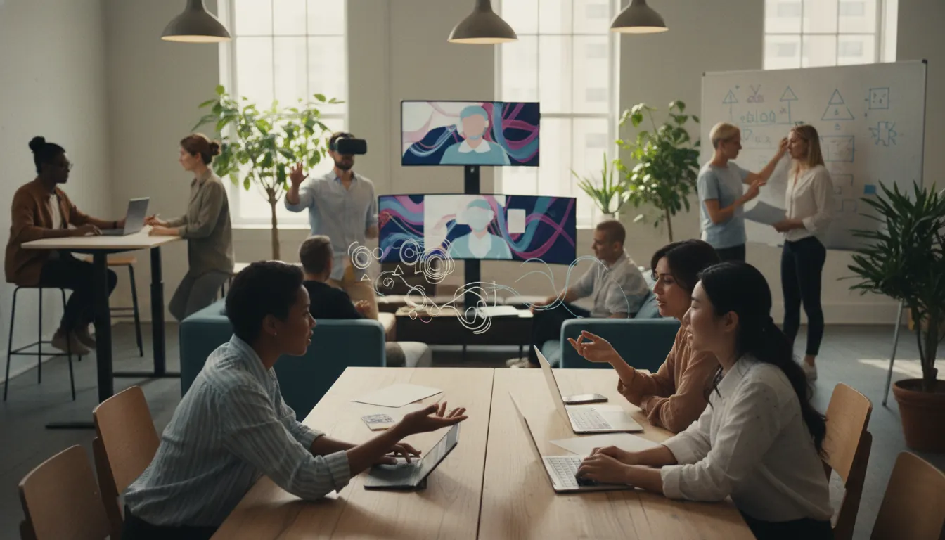 Diverse team members collaborating effectively with various work arrangements